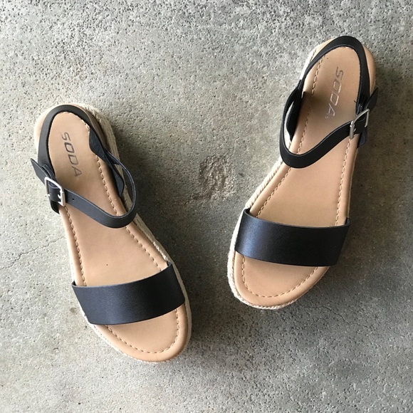 RESTOCK Soda Clip Black FlatForm Espadrille Sandal - Picture 6 of 9